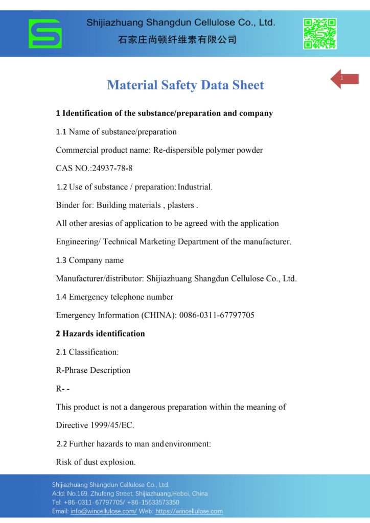 RDP MSDS shangdun cellulose