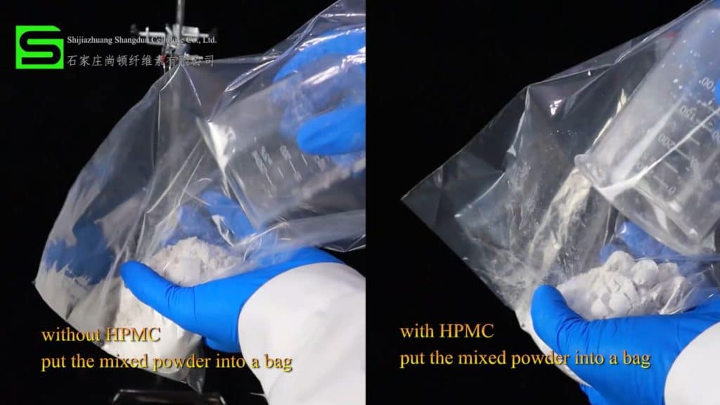 put powder into plastic bag